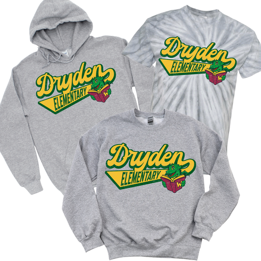 Retro Dryden Elementary - Gray | Dryden Elementary Spiritwear Fundraiser | LI Spirit & Sports Apparel