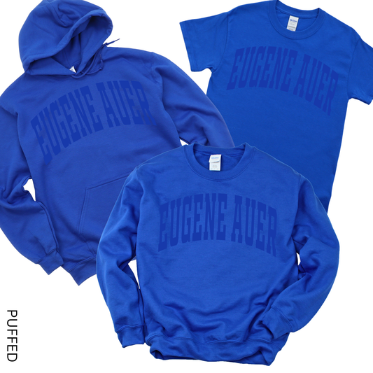 Puffed Varsity Eugene Auer ￼ Monochromatic | Eugene Auer Spiritwear Fundraiser | LI Spirit & Sports Apparel