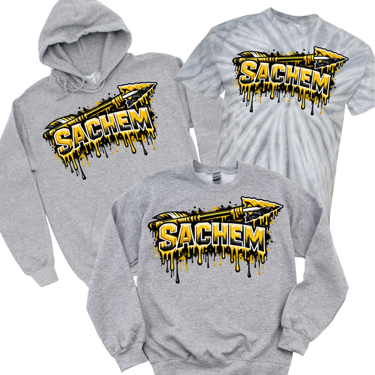 Sachem Drippy Arrow - Athletic Gray | Nokomis Elementary Spiritwear Fundraiser | LI Spirit & Sports Apparel