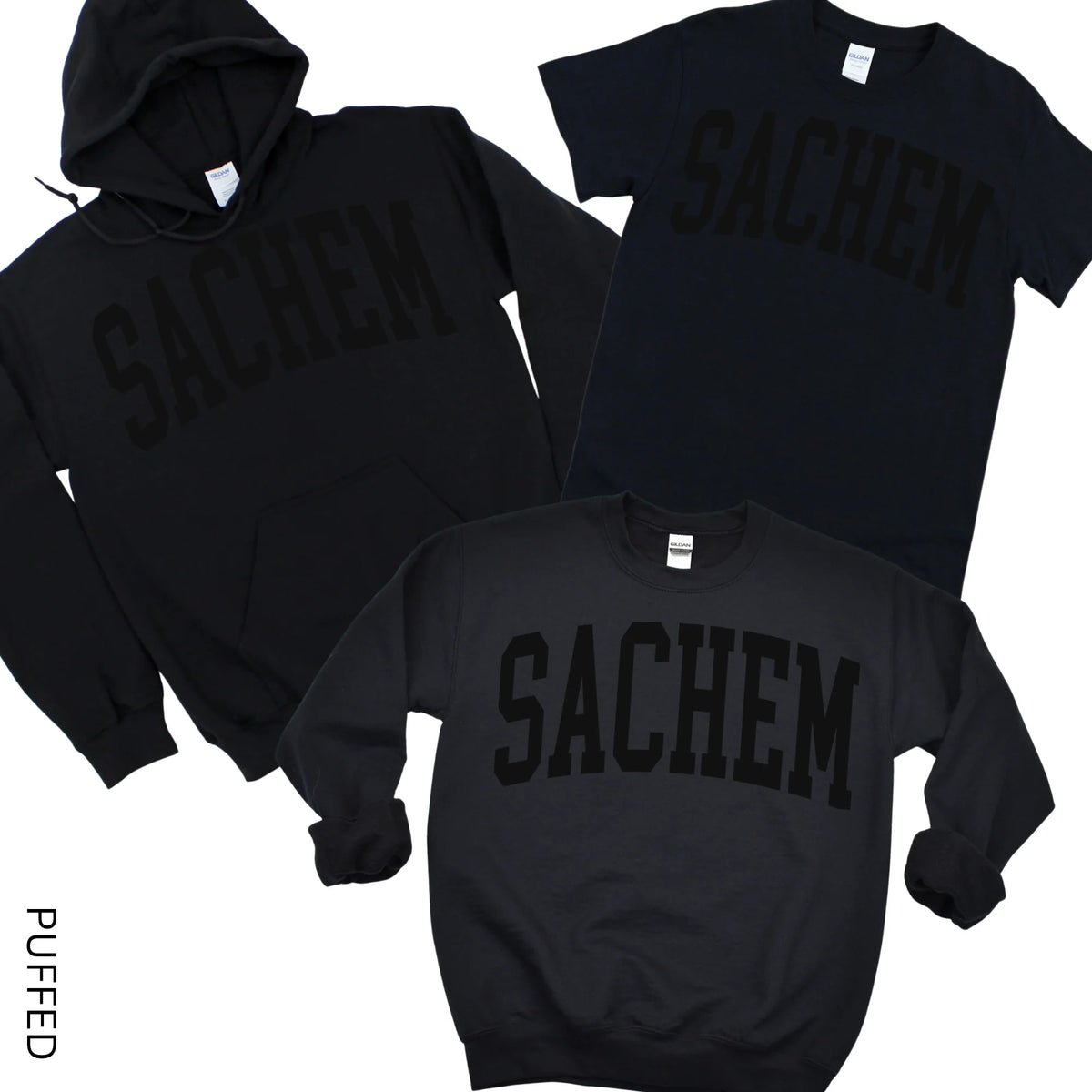 Puffed Sachem Black on Black | Lynwood Spiritwear Fundraiser | LI Spirit & Sports Apparel