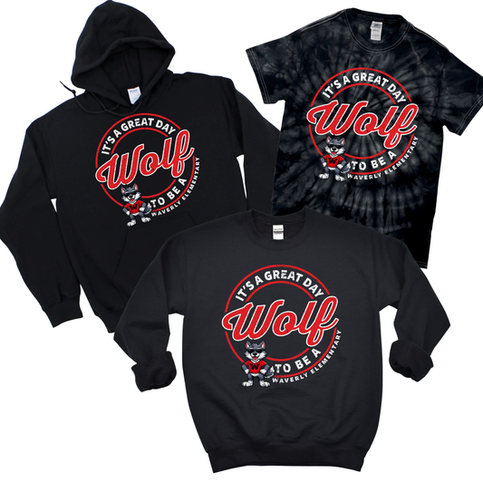 It’s a Great Day to be a Wolf - Black | Waverly Elementary Spiritwear Fundraiser | LI Spirit & Sports Apparel