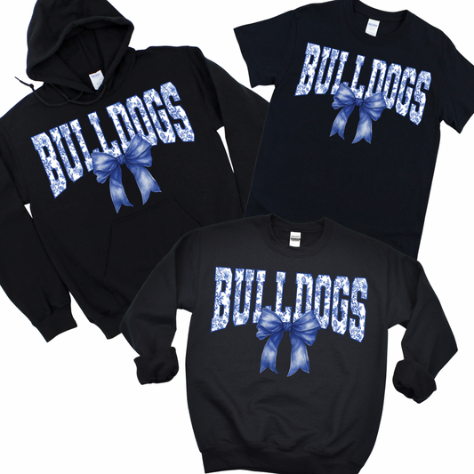 Bulldogs Coquette Bow - Black | Woods Road Spiritwear Fundraiser | LI Spirit & Sports Apparel