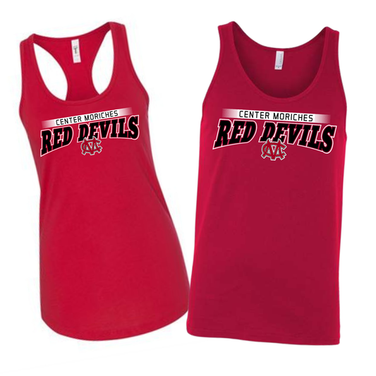 Center Moriches Red Devils Arch Tank Top - Red | Center Moriches HS Spiritwear Fundraiser | LI Spirit & Sports Apparel