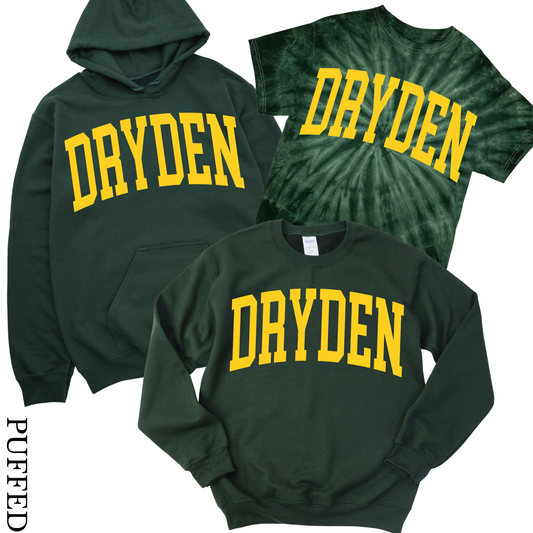 Puffed Varsity Dryden - Forest Green | Dryden Elementary Spiritwear Fundraiser | LI Spirit & Sports Apparel