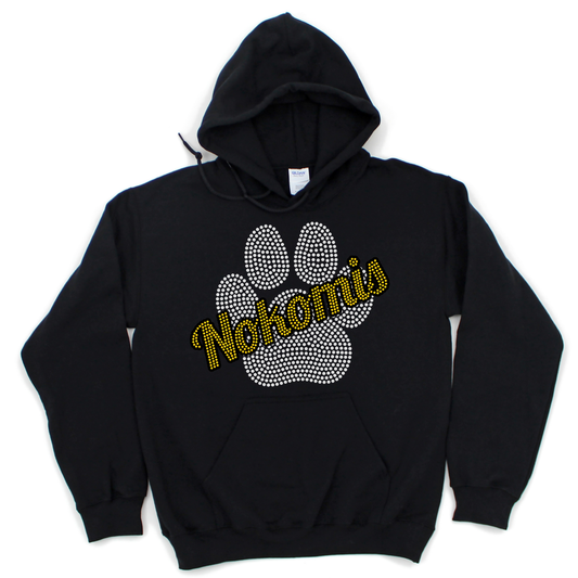 Rhinestone Nokomis Paw Hoodie | Nokomis Spiritwear Fundraiser | LI Spirit & Sports Apparel