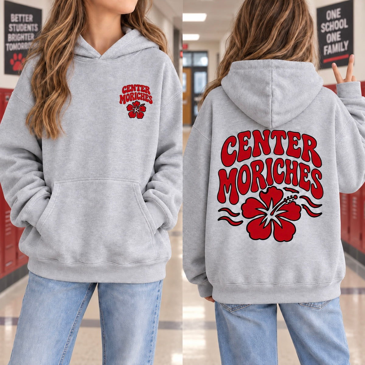 CM Coastal Hibiscus - Athletic Gray | Center Moriches MS Spiritwear Fundraiser | LI Spirit & Sports Apparel