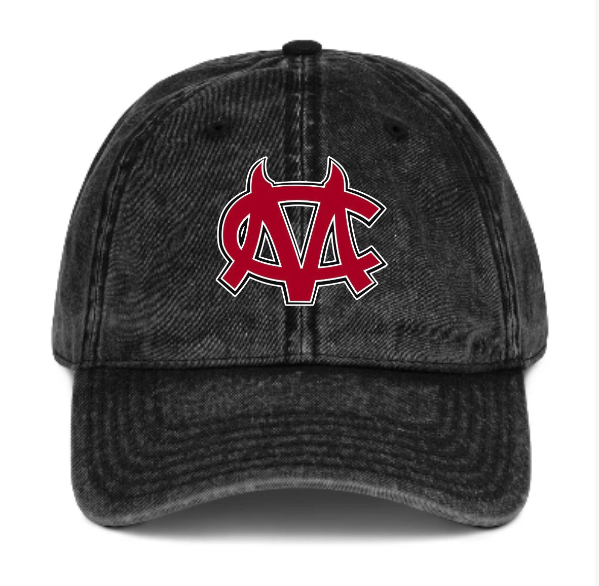 Center Moriches Dad Hat - Washed Black Denim | Center Moriches HS Spiritwear Fundraiser | LI Spirit & Sports Apparel