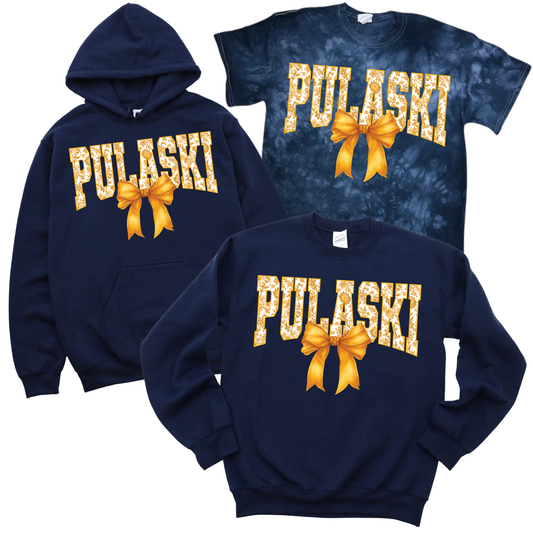 Coquette Pulaski Bow - Navy | Pulaski Road Spiritwear Fundraiser | LI Spirit & Sports Apparel