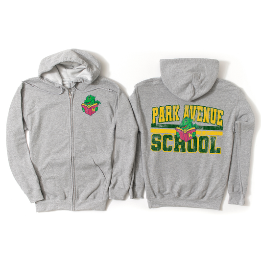 Distressed Park Avenue Zip-Up Hoodie - Athletic Gray | Park Avenue Spiritwear Fundraiser | LI Spirit & Sports Apparel