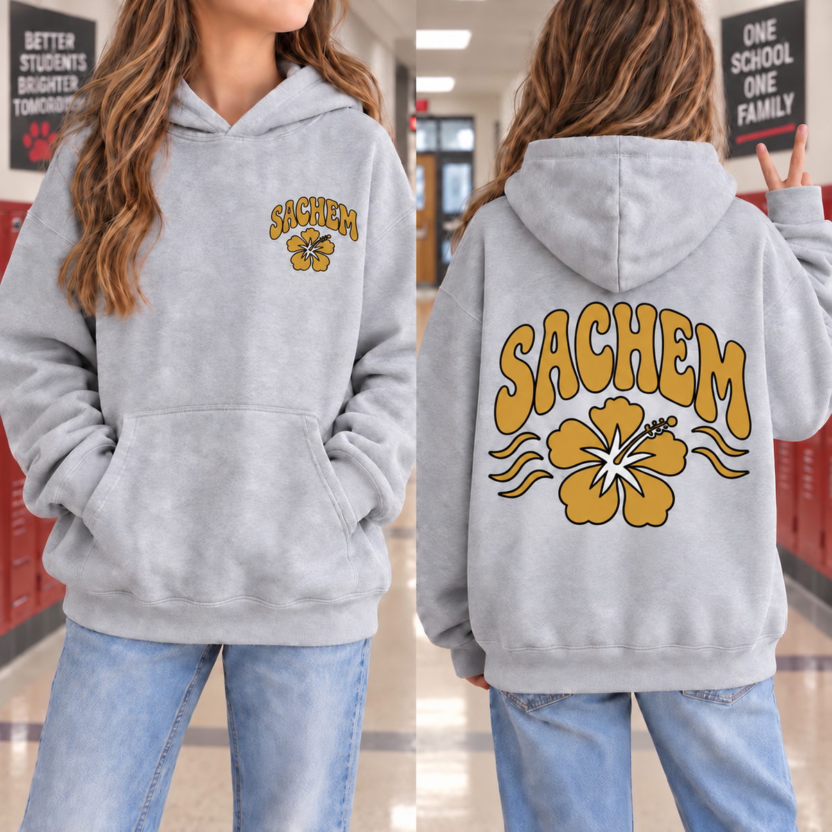 Sachem Coastal Gold Hibiscus - Athletic Gray | Sachem Apparel | LI Spirit & Sports Apparel