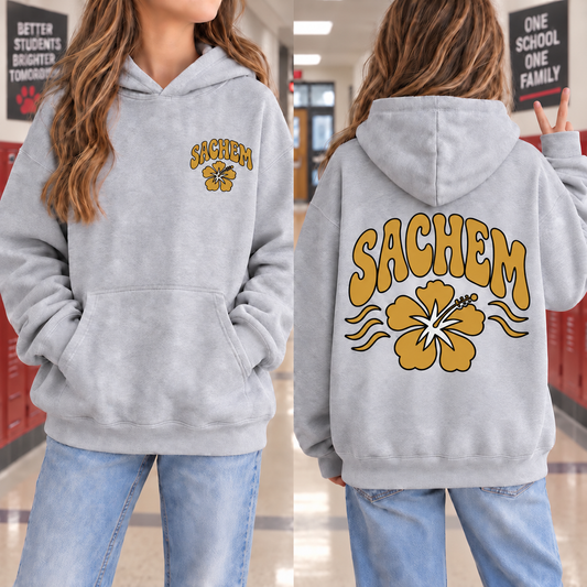 Sachem Coastal Gold Hibiscus - Athletic Gray | Sachem Apparel | LI Spirit & Sports Apparel