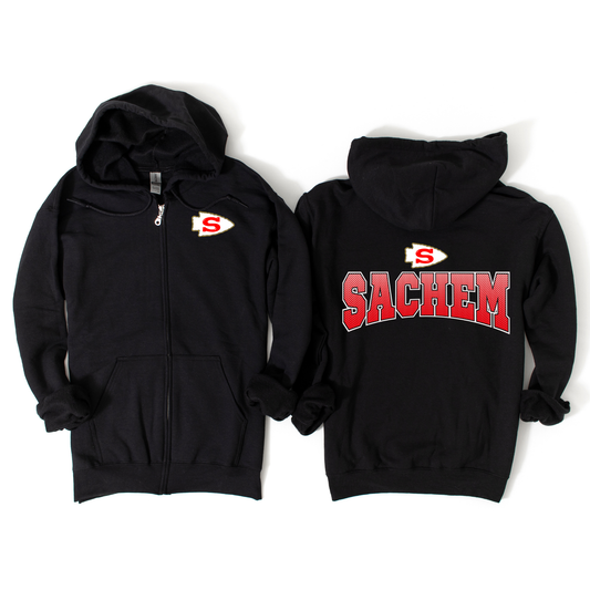 Sachem Legacy Zip-Up Hoodie - Black | Lynwood Spiritwear Fundraiser | LI Spirit & Sports Apparel