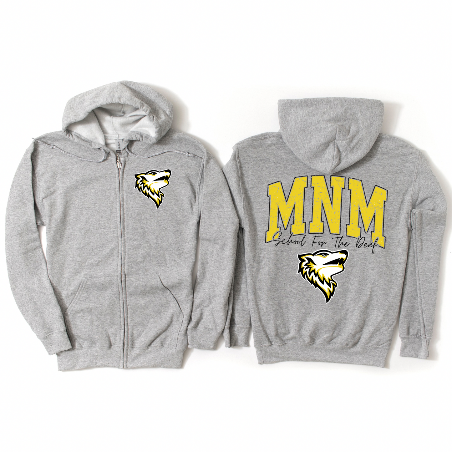 Varsity MNM Wolves Zip-Up Hoodie | MNM School for the Deaf Spiritwear Fundraiser | LI Spirit & Sports Apparel