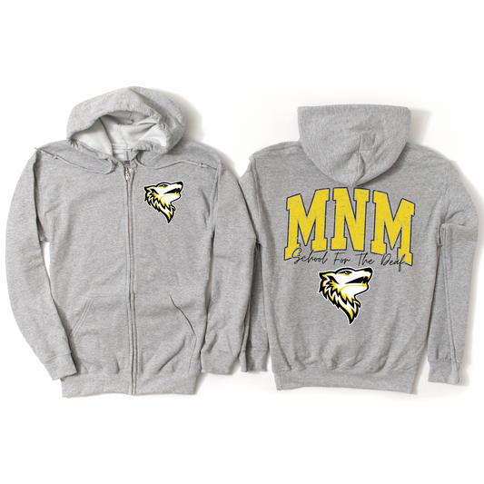 Varsity MNM Wolves Zip-Up Hoodie | MNM School for the Deaf Spiritwear Fundraiser | LI Spirit & Sports Apparel
