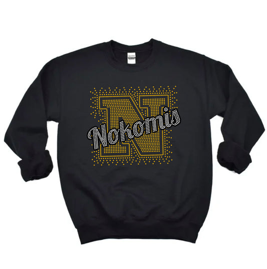 Rhinestone Nokomis Crewneck | Nokomis Spiritwear Fundraiser | LI Spirit & Sports Apparel