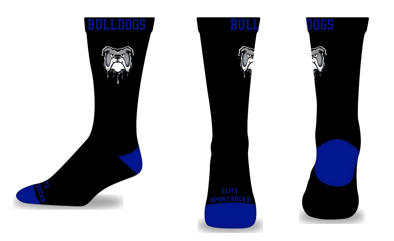 Bulldogs Drip Crew Socks | Woods Road Spiritwear Fundraiser | LI Spirit & Sports Apparel