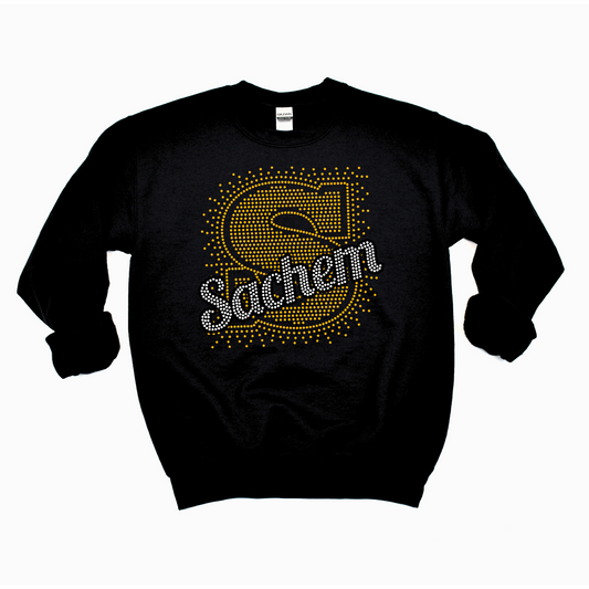 Rhinestone Gold Sachem Crewneck | Nokomis Spiritwear Fundraiser | LI Spirit & Sports Apparel