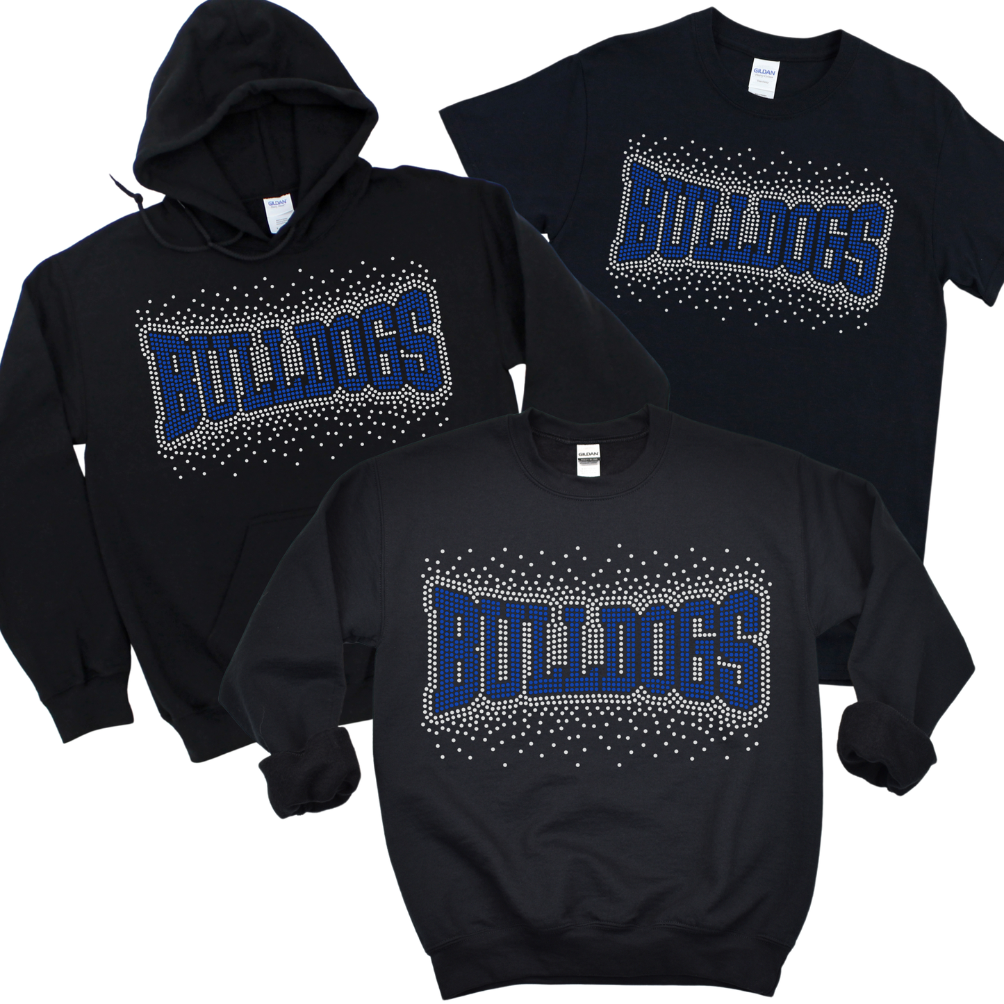 Rhinestone Bulldogs - Black | Woods Road Spiritwear Fundraiser | LI Spirit & Sports Apparel