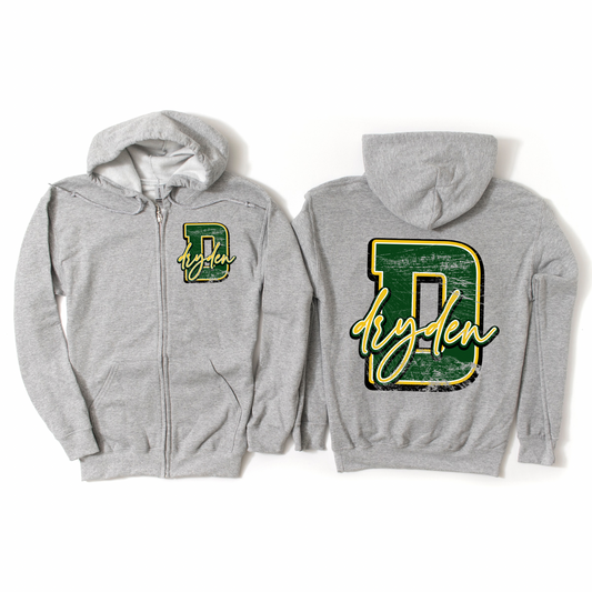 Dryden Heritage Zip-Up Hoodie - Athletic Gray | Dryden Elementary Spiritwear Fundraiser | LI Spirit & Sports Apparel