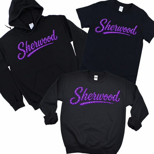 Puffed Glitter Purple Sherwood | Sherwood Elementary Spiritwear Fundraiser | LI Spirit & Sports Apparel