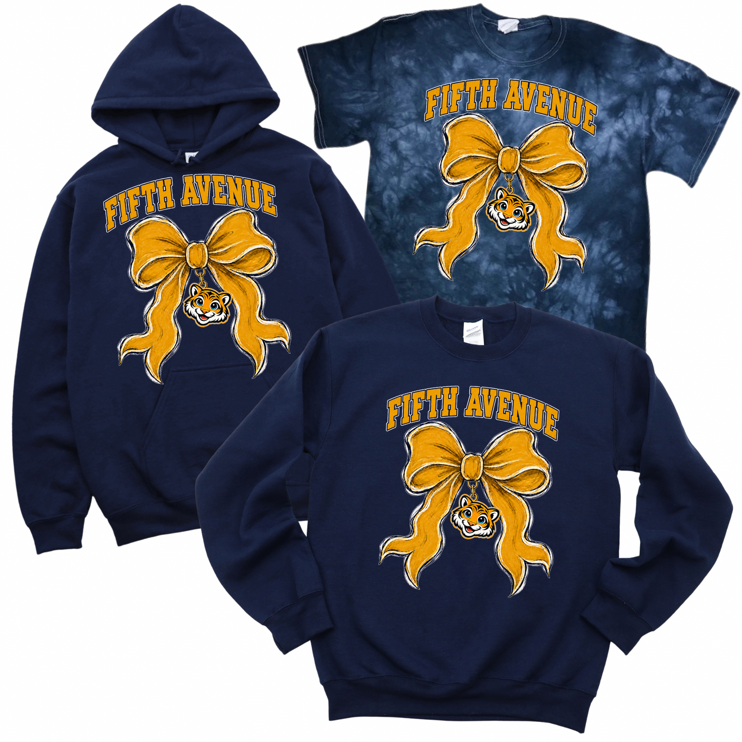 Fifth Avenue Tiger Bow - Navy | Fifth Avenue Elementary Spiritwear Fundraiser | LI Spirit & Sports Apparel