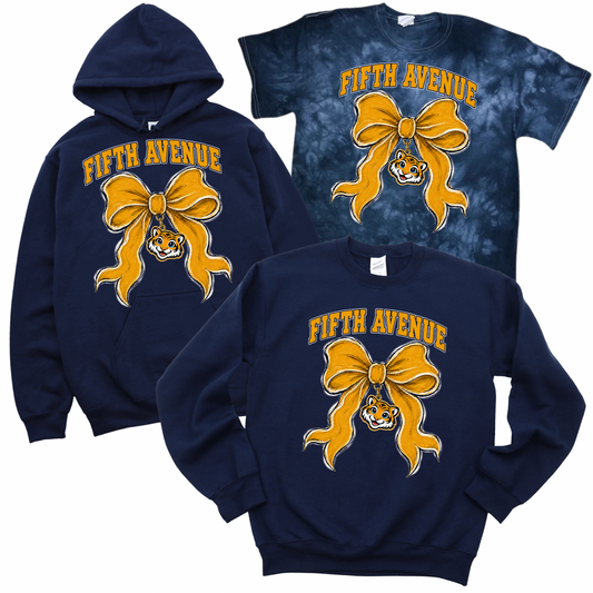 Fifth Avenue Tiger Bow - Navy | Fifth Avenue Elementary Spiritwear Fundraiser | LI Spirit & Sports Apparel