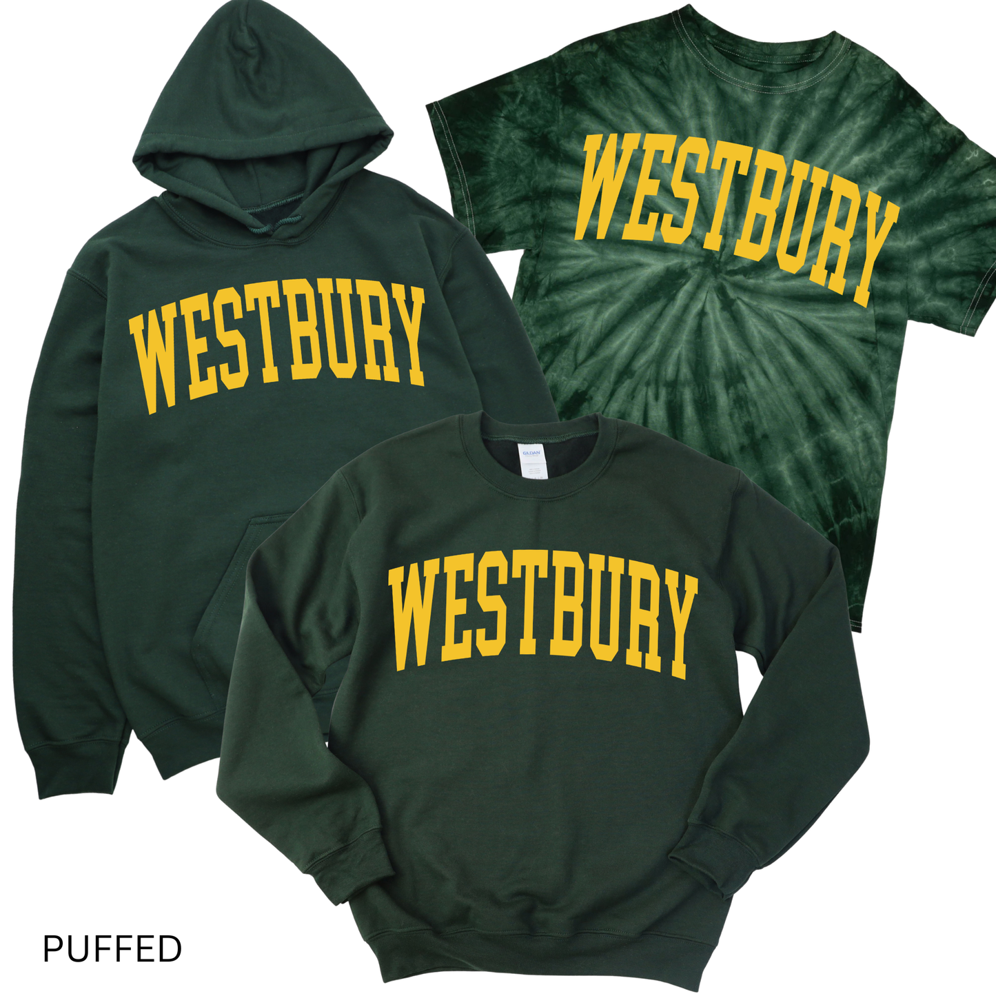 Puffed Varsity Westbury - Forest Green | Dryden Elementary Spiritwear Fundraiser | LI Spirit & Sports Apparel