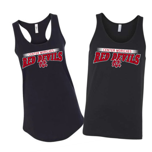 Center Moriches Red Devils Arch Tank Top - Black | Center Moriches HS Spiritwear Fundraiser | LI Spirit & Sports Apparel
