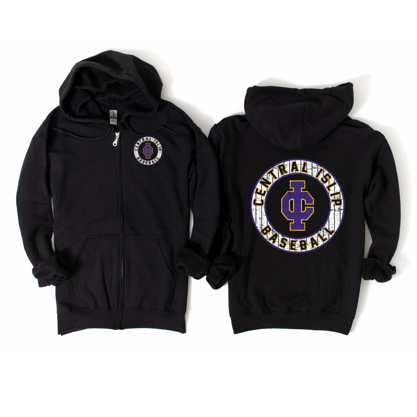 CI Baseball Diamond Crest Zip-Up Hoodie - Black | CI Baseball Spiritwear Fundraiser | LI Spirit & Sports Apparel