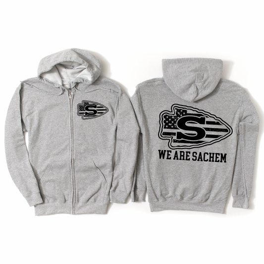 We Are Sachem Arrow Flag Zip-Up Hoodie | Lynwood Spiritwear Fundraiser | LI Spirit & Sports Apparel