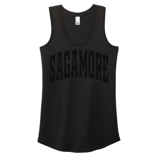Puffed Sagamore Black on Black Girls/Womens Tank Top | Sagamore Spiritwear Fundraiser | LI Spirit & Sports Apparel