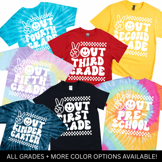 Checkered Peace Out T-Shirt (All Grades) | LI Spirit & Sports Apparel