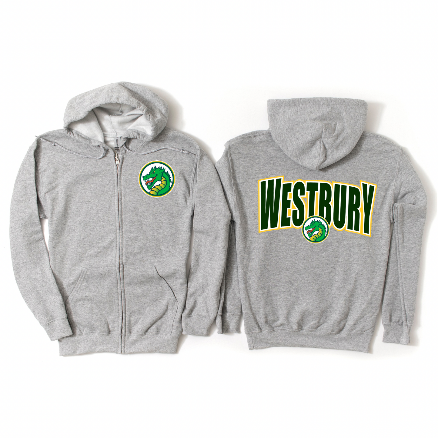Westbury Pride Zip-Up Hoodie - Athletic Gray | Dryden Elementary Spiritwear Fundraiser | LI Spirit & Sports Apparel
