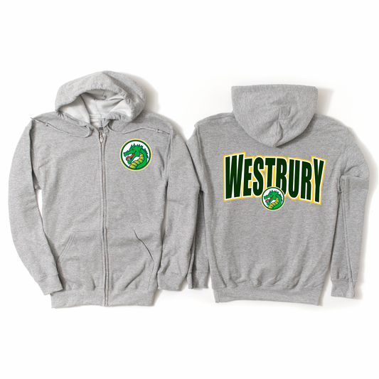 Westbury Pride Zip-Up Hoodie - Athletic Gray | Drexel Avenue Apparel | LI Spirit & Sports Apparel