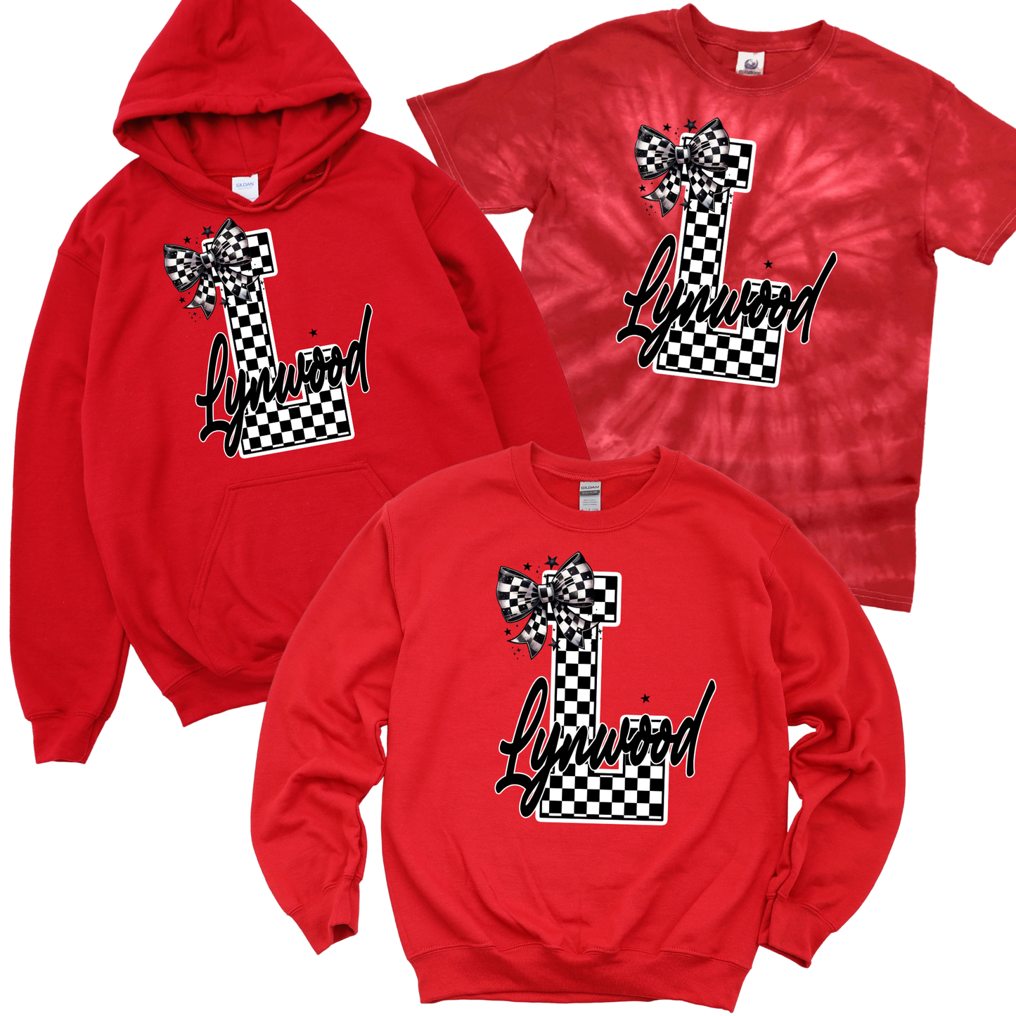 Checkered Lynwood Bow - Red | Lynwood Spiritwear Fundraiser | LI Spirit & Sports Apparel