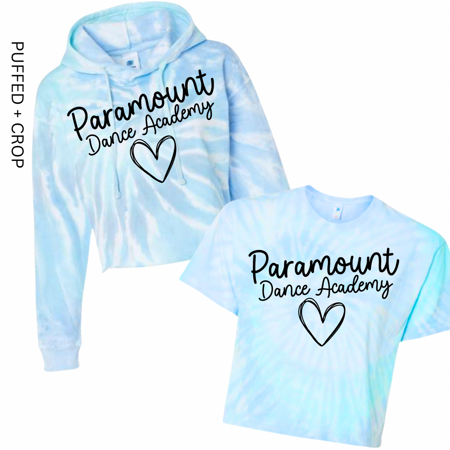 Puffed Paramount Dance Academy Heart Cropped Tie Dye [Adult Sizes Only] | Paramount Dance Academy | LI Spirit & Sports Apparel