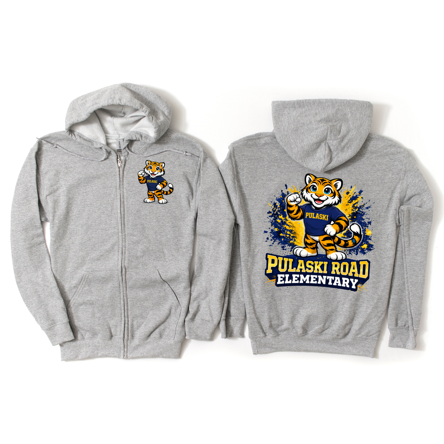 Pulaski Road Elementary Zip-Up Hoodie - Athletic Gray | Pulaski Road Spiritwear Fundraiser | LI Spirit & Sports Apparel