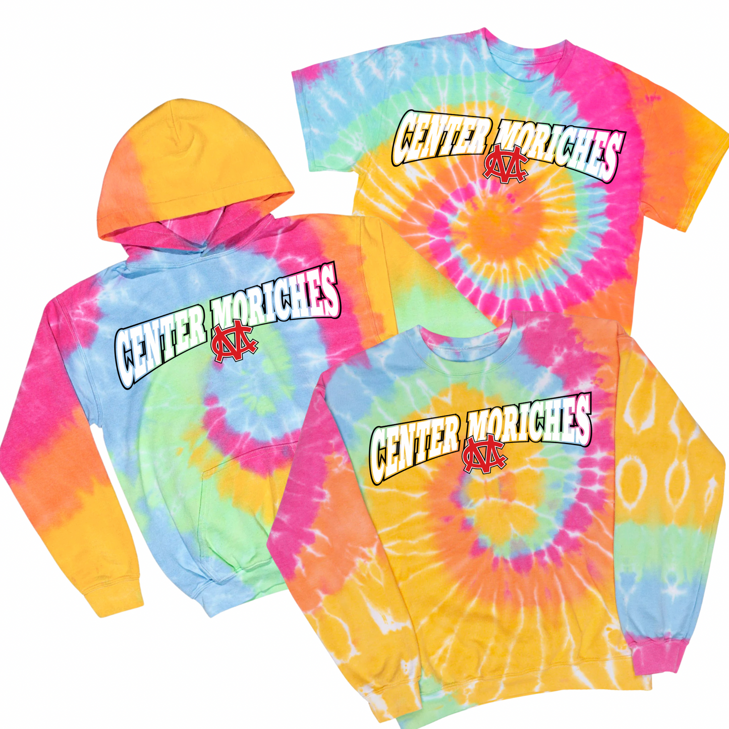CM Varsity Arch Tie Dye | Center Moriches MS Spiritwear Fundraiser | LI Spirit & Sports Apparel
