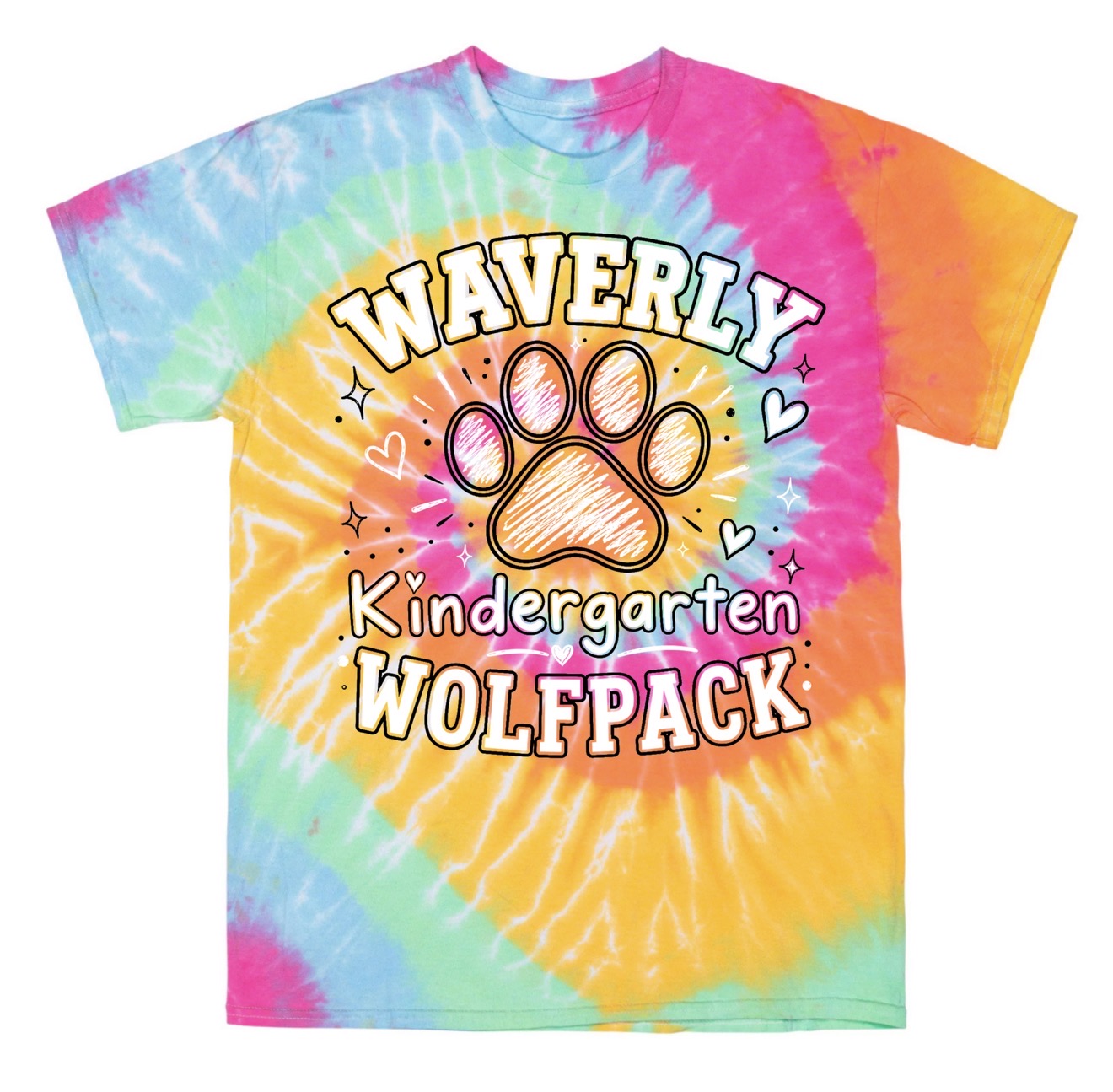 Waverly Kindergarten Wolfpack Doodle Tie Dye | Waverly Spiritwear Fundraiser | LI Spirit & Sports Apparel
