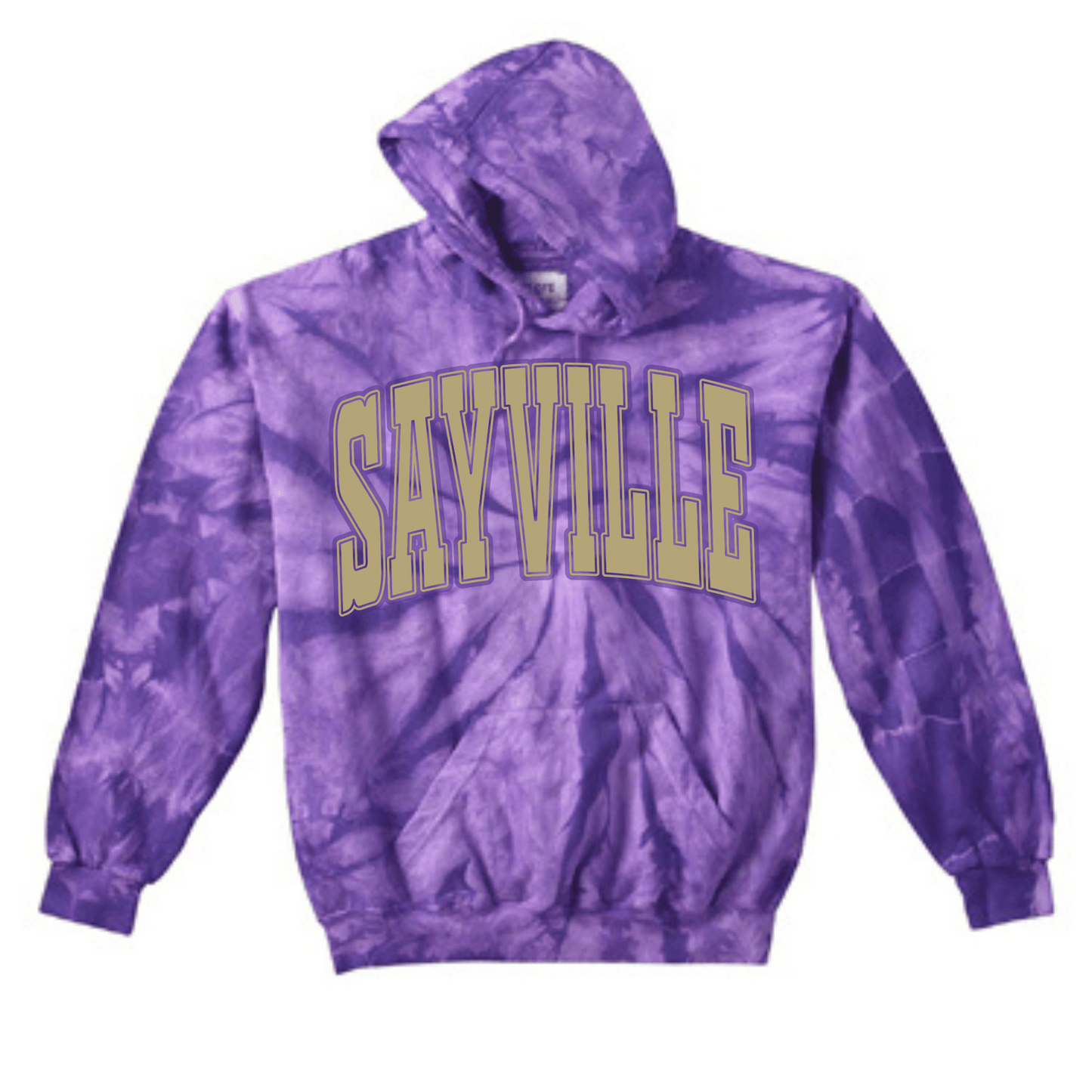 Puffed Sayville Tie Dye Hoodie | Sayville Cheer Spiritwear Fundraiser | LI Spirit & Sports Apparel