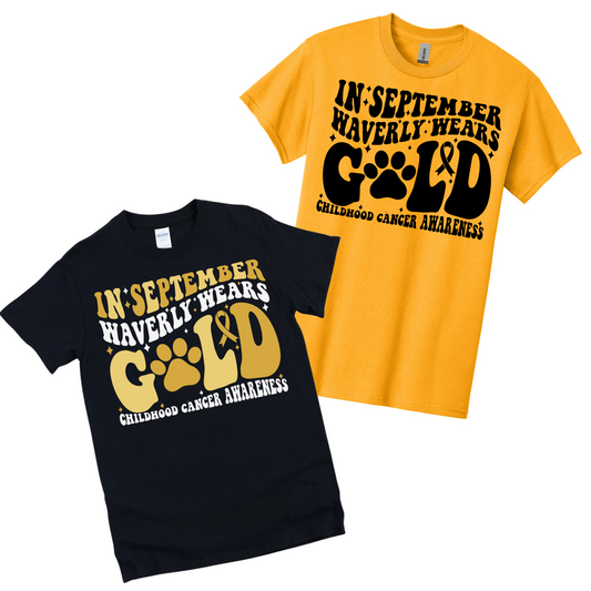Waverly Pediatric Cancer Awareness T-Shirt| Waverly Spiritwear Fundraiser | LI Spirit & Sports Apparel