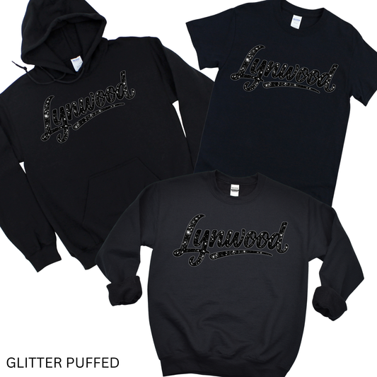 Glitter Puffed Lynwood - Black on Black | Lynwood Spiritwear Fundraiser | LI Spirit & Sports Apparel