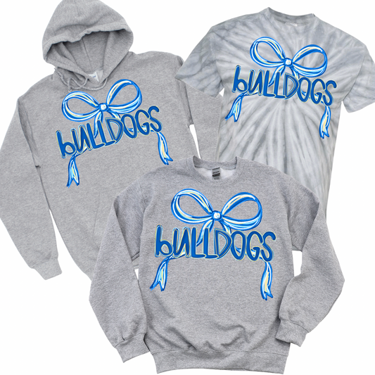Bulldogs Bow - Athletic Gray | Woods Road Spiritwear Fundraiser | LI Spirit & Sports Apparel