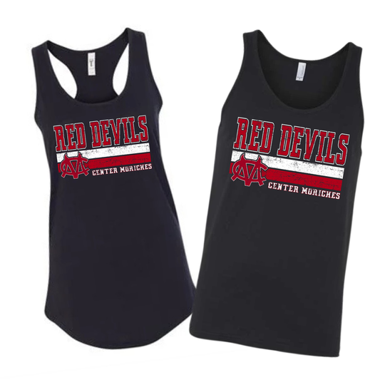 Vintage Center Moriches Red Devils Tank Top - Black | Center Moriches HS Spiritwear Fundraiser | LI Spirit & Sports Apparel
