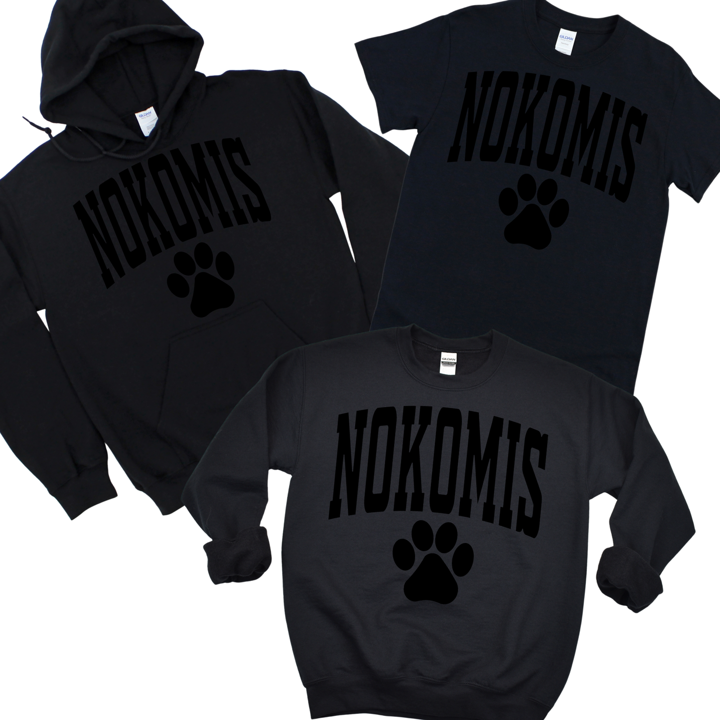 Nokomis Paw Print Black on Black | Nokomis Spiritwear Fundraiser | LI Spirit & Sports Apparel