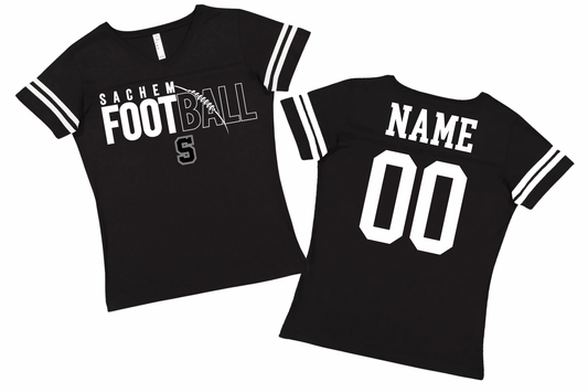Sachem Football Women's V-Neck Jersey Tee | Sachem Sports Apparel | LI Spirit & Sports Apparel