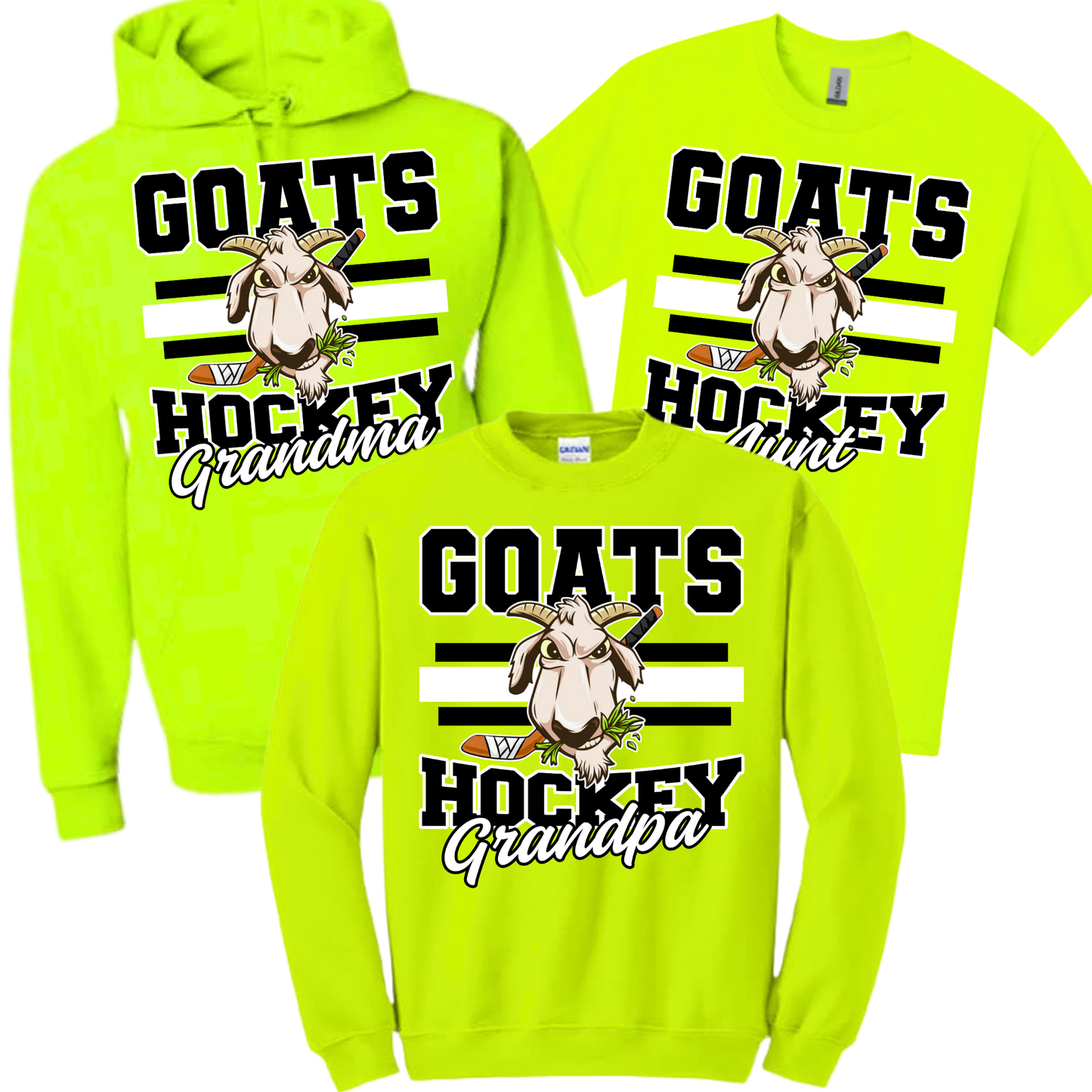 Goats Hockey Personalized - Safety Green | Goats Hockey Spiritwear | LI Spirit & Sports Apparel
