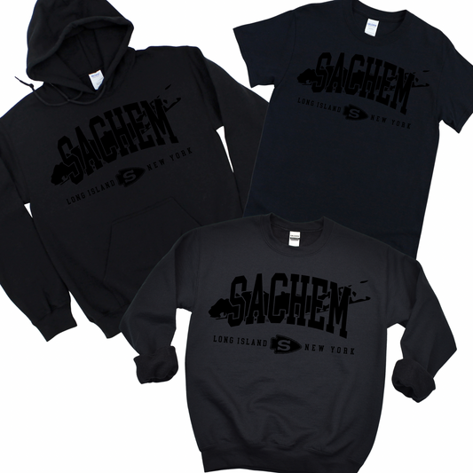 Sachem Long Island, NY Black on Black | Sachem Store | LI Spirit & Sports Apparel