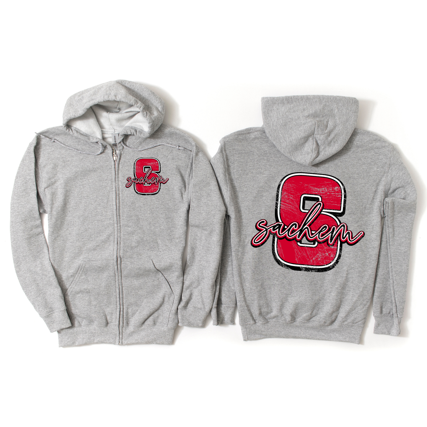 Sachem Heritage Zip Up Hoodie - Athletic Gray | Waverly Spiritwear Fundraiser | LI Spirit & Sports Apparel