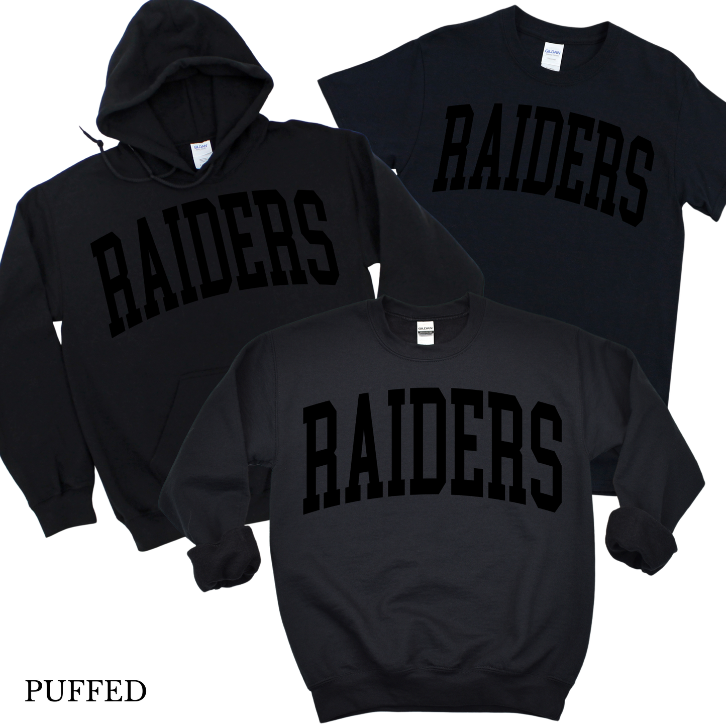 Puffed Varsity Raiders - Black on Black | Canaan Spiritwear Fundraiser | LI Spirit & Sports Apparel